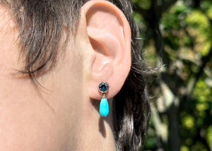 Montana Sapphire & Sleeping Beauty Turquoise Earrings - S. Kind & Co