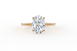 Oval Brilliant Four Prong Low Profile Solitaire Lab Diamond Ring - S. Kind & Co