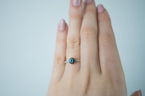 Blue Green Sapphire Collet Solitaire - S. Kind & Co