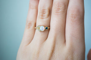 Lunette Opal and Sapphire Engagement Ring - S. Kind & Co