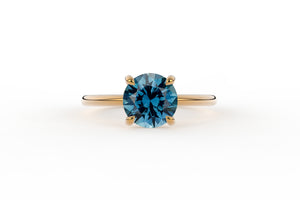 Low Profile Stackable Montana Sapphire Solitaire - S. Kind & Co