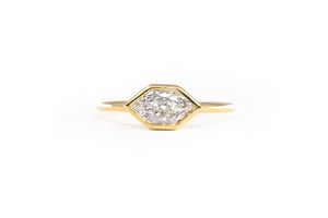 Low Profile Hexagon Brilliant Diamond Bezel Ring - S. Kind & Co