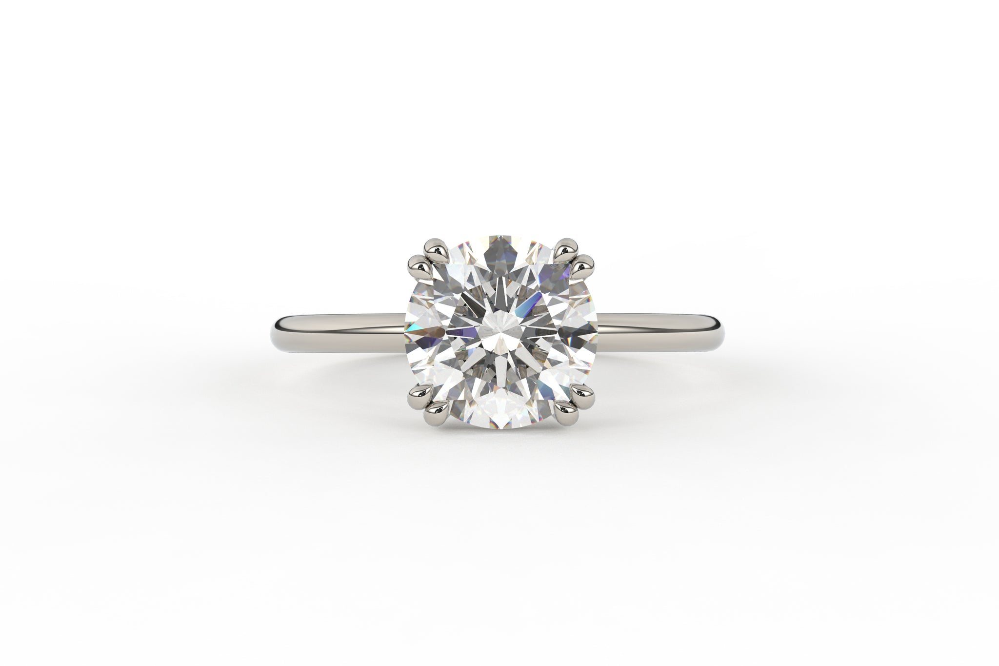Dunne Low Profile Double Prong Solitaire Round Lab Diamond Ring - S. Kind & Co