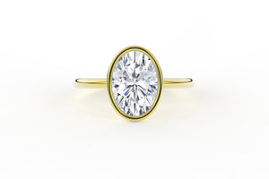 Oval Brilliant Low Profile Bezel Solitaire Lab Diamond Ring - S. Kind & Co