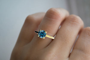 Low Profile Stackable Montana Sapphire Solitaire - S. Kind & Co