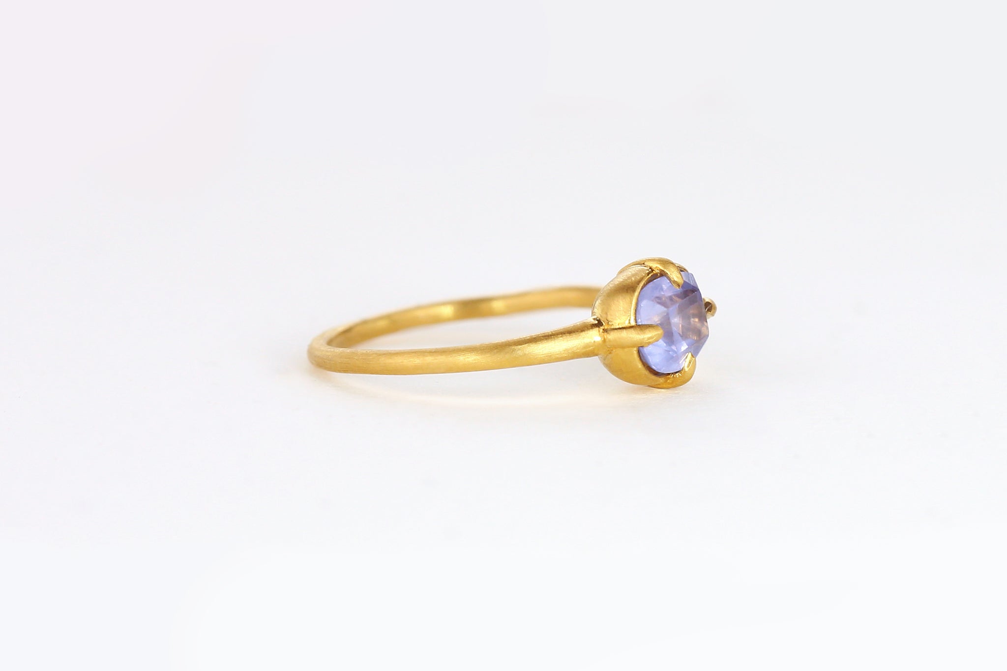 Raw Hewn 22 Karat Recycled Gold Violet Untreated Sapphire Ring - S. Kind & Co