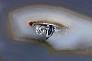 AUSTRALIAN SAPPHIRE & VINTAGE DIAMOND TOI ET MOI RING - S. Kind & Co