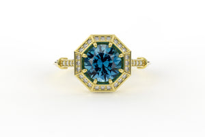 Octagon Art Deco Montana Sapphire Diamond Halo Engagement Ring - S. Kind & Co