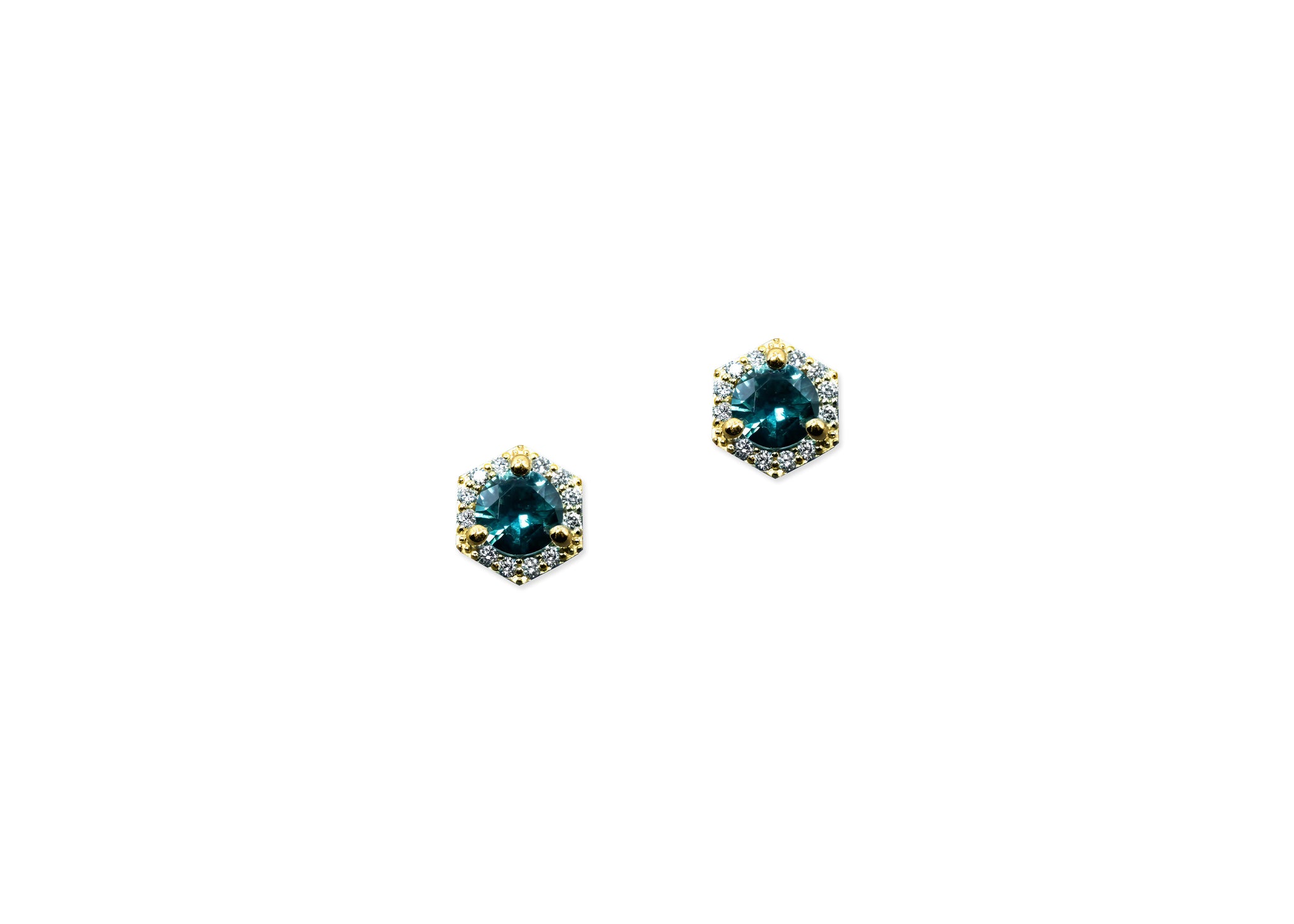Hexagon Montana Sapphire & Diamond Earrings - S. Kind & Co