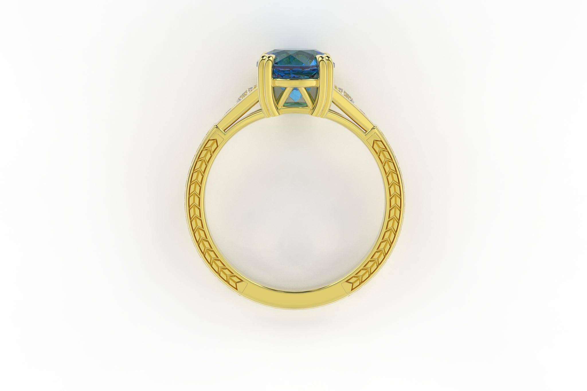 Montana Sapphire and Diamond Art Deco Rosalind Ring - S. Kind & Co