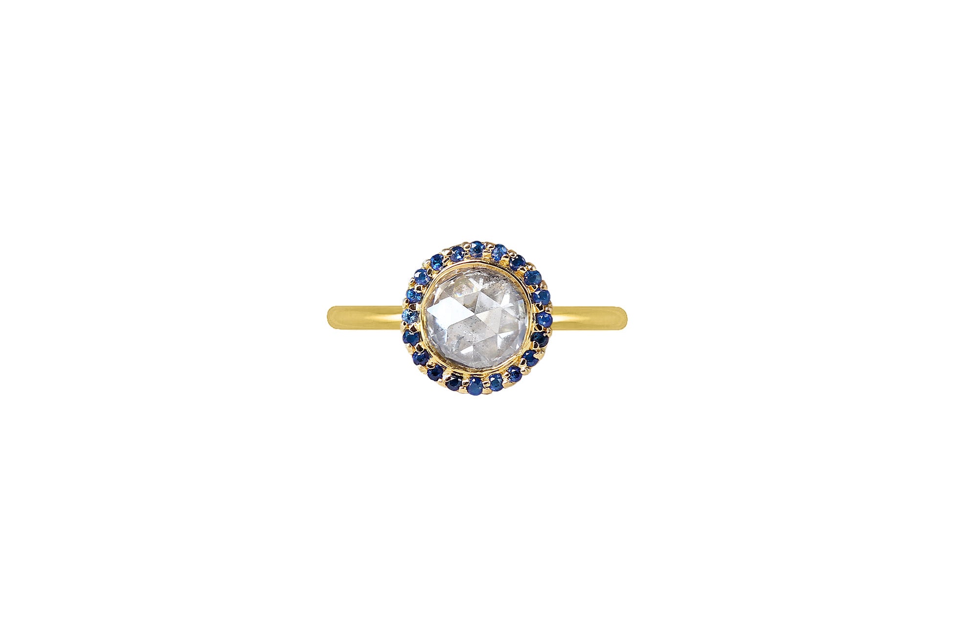 Rose Cut Diamond & Sapphire Frame Ring