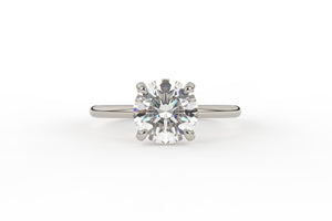 Four Prong Hidden Halo Low Profile Round Lab Diamond Ring - S. Kind & Co