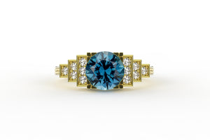 Montana Sapphire and Diamond Art Deco Winifred Ring - S. Kind & Co