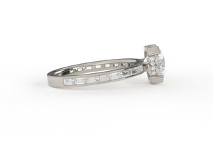 Four Prong Baguette Diamond Side Lab Diamond Low Profile Stacking Ring - S. Kind & Co