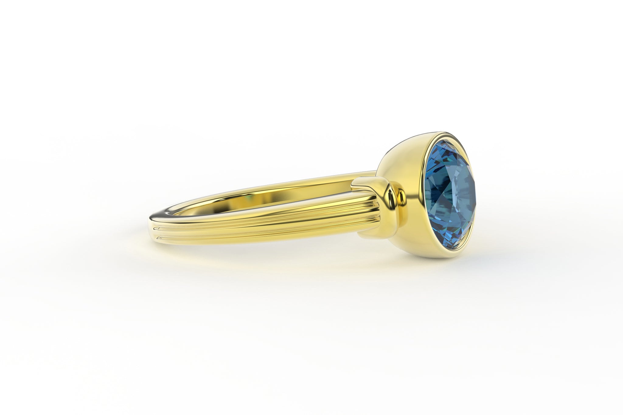 Montana Sapphire Art Deco Penelope Bezel Solitaire Ring - S. Kind & Co