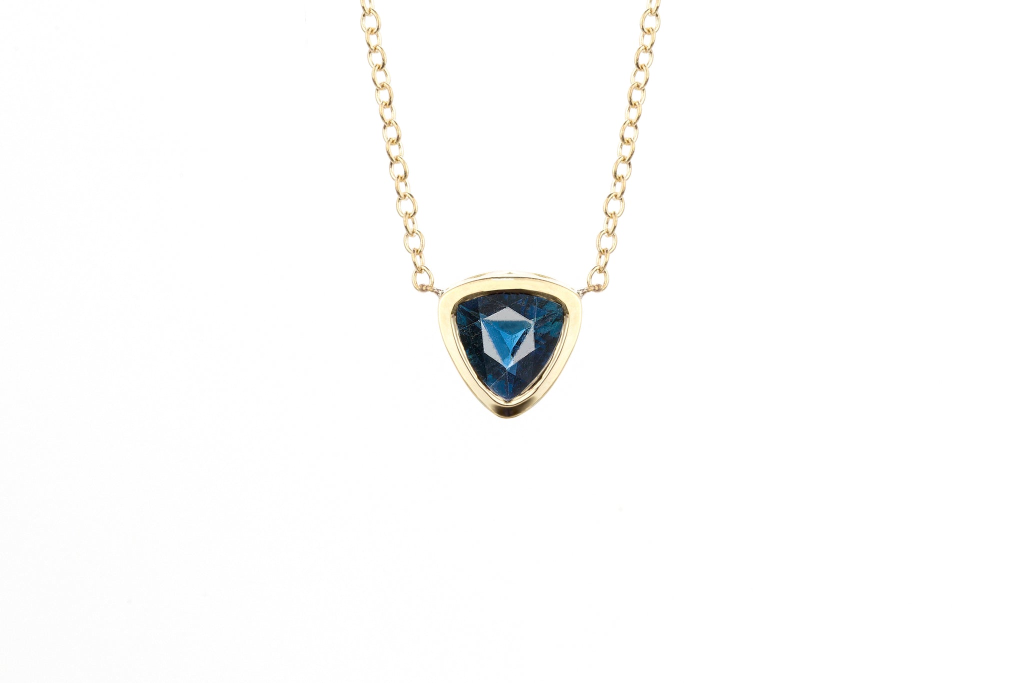 Trillion Blue Untreated Natural Australian Sapphire Pendant Necklace - S. Kind & Co