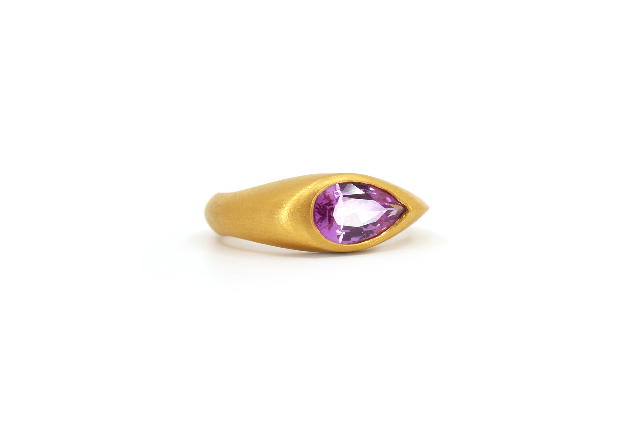 22k Gold Pear Pink Sapphire Ring - S. Kind & Co