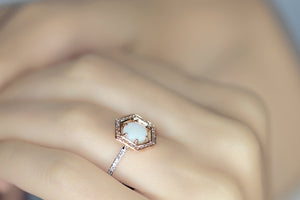 Austrialian Opal Hexagon Frame Ring - S. Kind & Co
