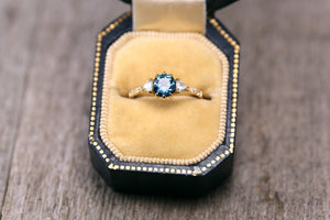 Montana Sapphire Blue and Trillion Diamond Ring - S. Kind & Co