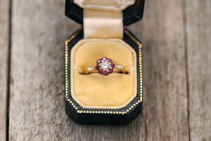 Fleur Antique Diamond and Garnet Ring - S. Kind & Co