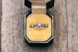 Antique Diamond and Montana Sapphire Willa Ring - S. Kind & Co