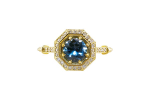 Montana Sapphire Art Deco Octagon Diamond Frame Ring - S. Kind & Co