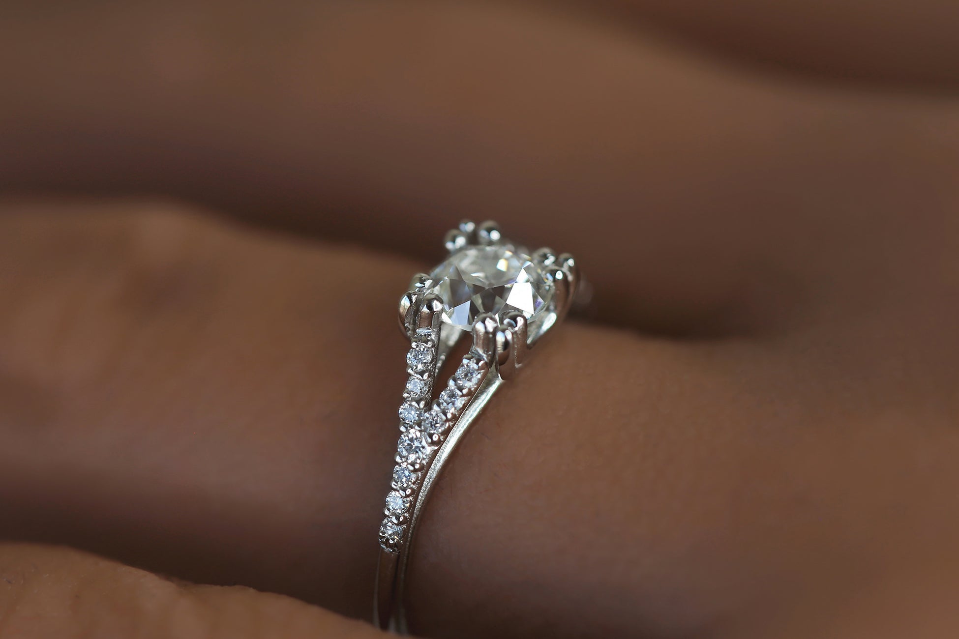 Minimal Antique Old European Cut Diamond Floriana Ring - S. Kind & Co