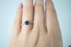 Blue Green Sapphire Collet Solitaire - S. Kind & Co