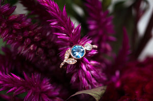 Lunette Sapphire and Vintage Diamond Engagement Ring - S. Kind & Co