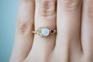 Lunette Opal and Sapphire Engagement Ring - S. Kind & Co