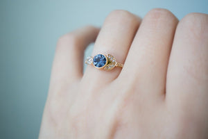 AMERICAN TREASURE MONTANA BLUE SAPPHIRE LUNETTE ENGAGEMENT RING - S. Kind & Co