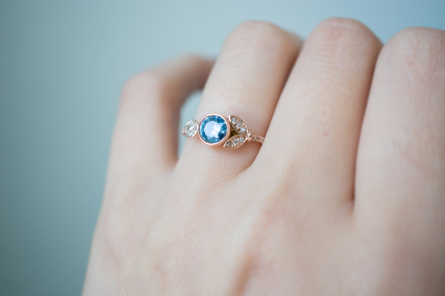 Lunette Sapphire and Vintage Diamond Engagement Ring - S. Kind & Co
