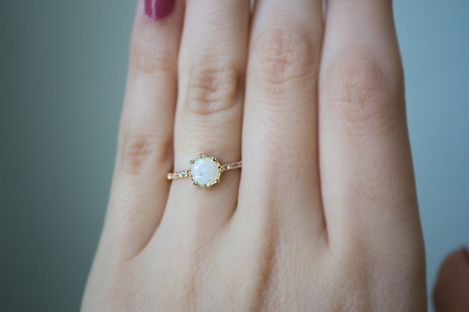 Nellie Opal and Diamond Engagement Ring - S. Kind & Co