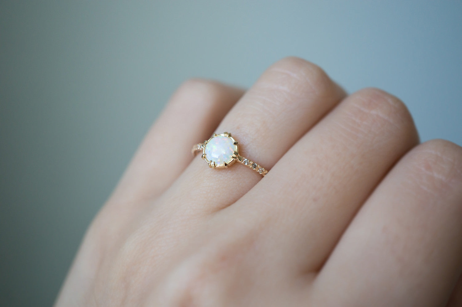 Nellie Opal and Diamond Engagement Ring - S. Kind & Co