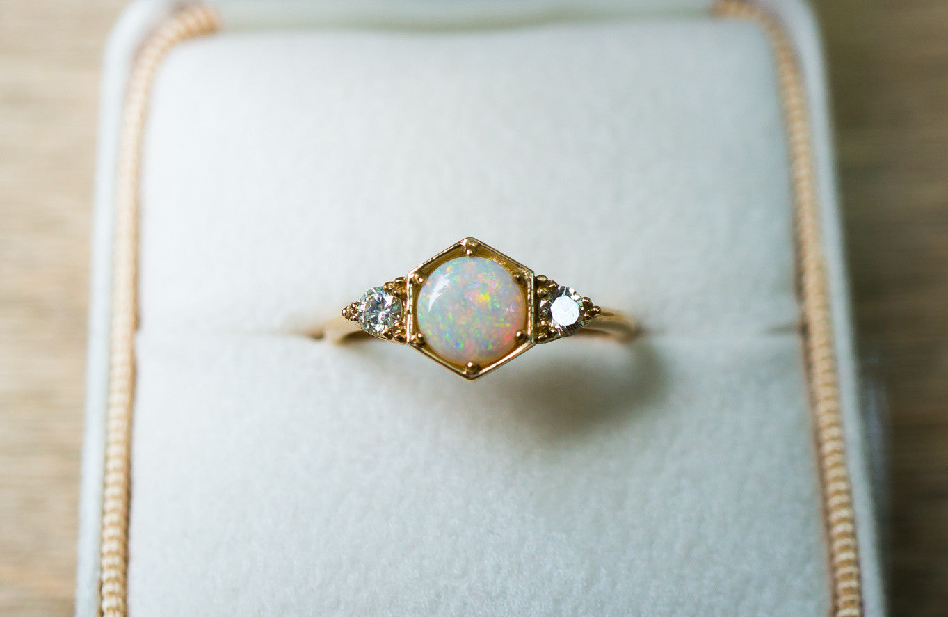 Vintage Diamond and Opal Engagement Ring - S. Kind & Co