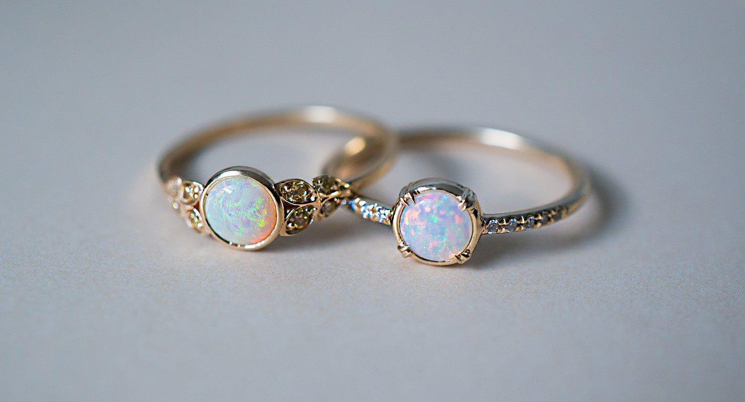 Opal and Yellow Diamond Engagement Ring - S. Kind & Co