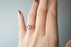Vintage Hexagonal Diamond Halo Engagement Ring - S. Kind & Co