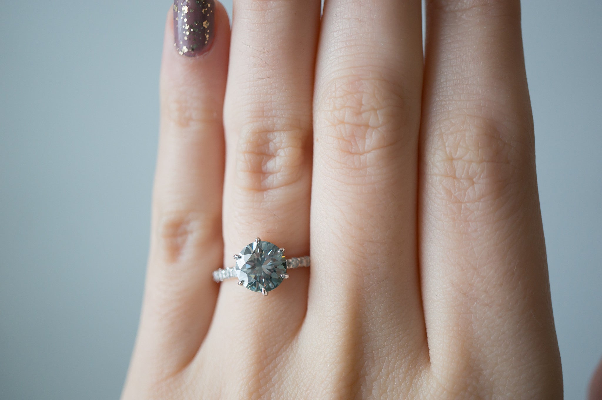 Grey Moissanite Collet Engagement Ring - S. Kind & Co