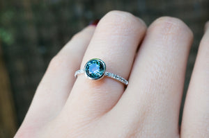Greenish Blue Montana Sapphire Maille Ring - S. Kind & Co