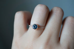 Vintage Cut Blue Montana Sapphire Maille Ring - S. Kind & Co