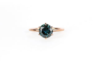 Deep Green-Blue Sapphire Gertrude Solitaire Ring - S. Kind & Co