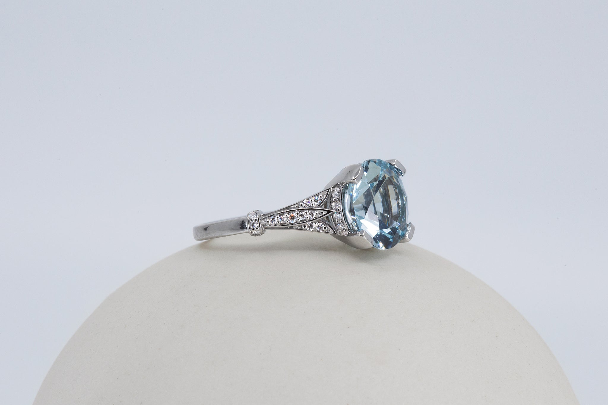 Deco Aquamarine Old Water Ring - S. Kind & Co