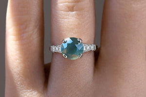 Natural Untreated Teal Montana Sapphire Galway Ring - S. Kind & Co