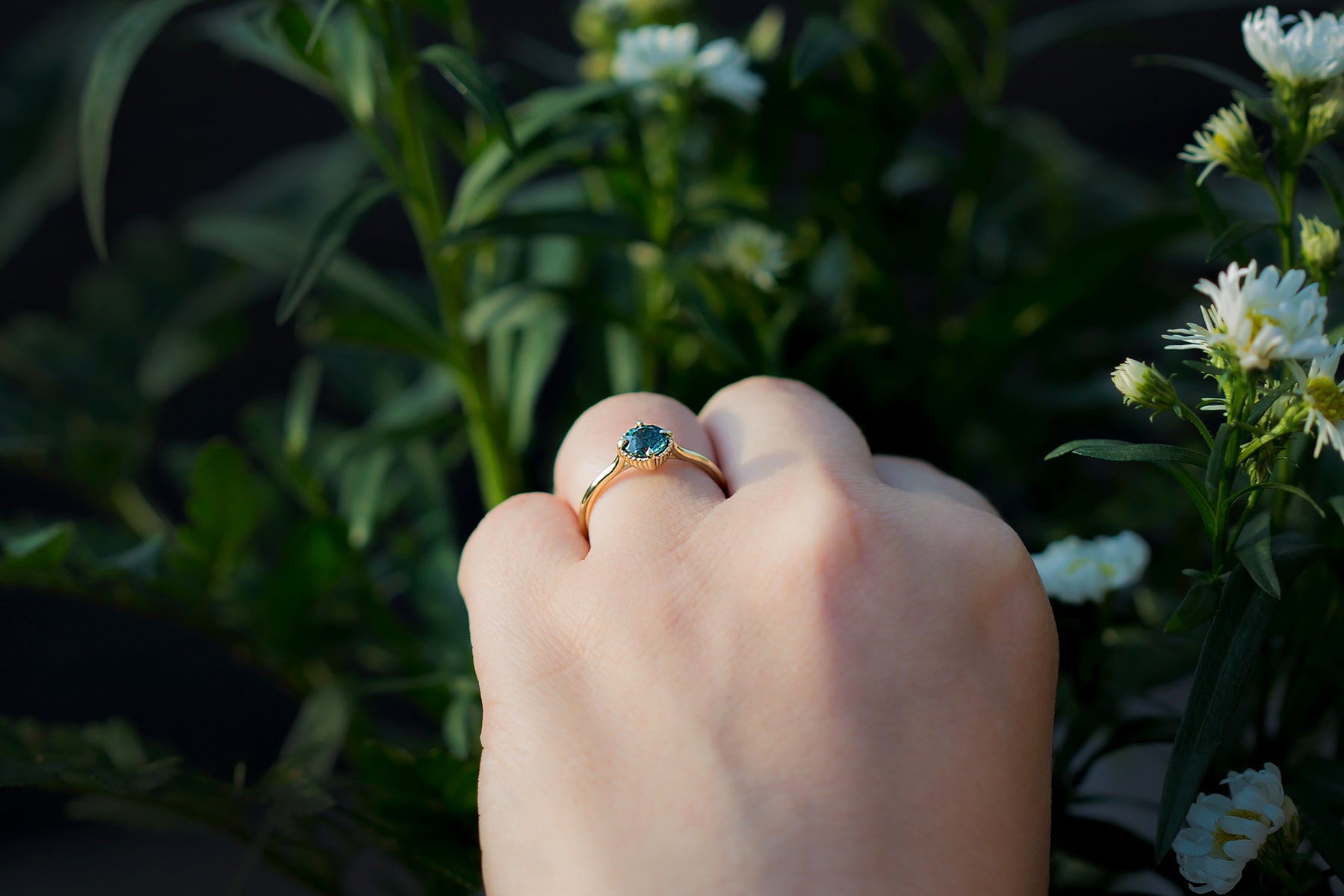 Teal Montana Sapphire Solitaire Engagement Ring - S. Kind & Co
