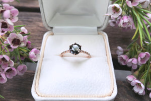 Esme Vintage Natural Black Diamond Solitaire Ring - S. Kind & Co