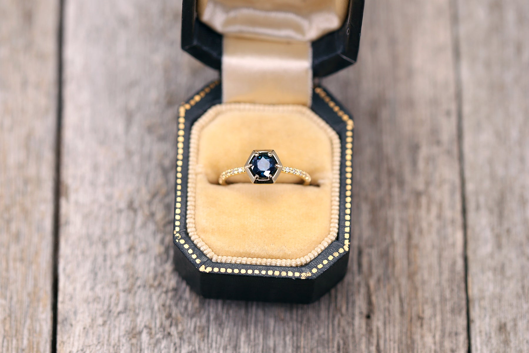 Harmonie Hexagon Deep Blue Sapphire Ring - S. Kind & Co
