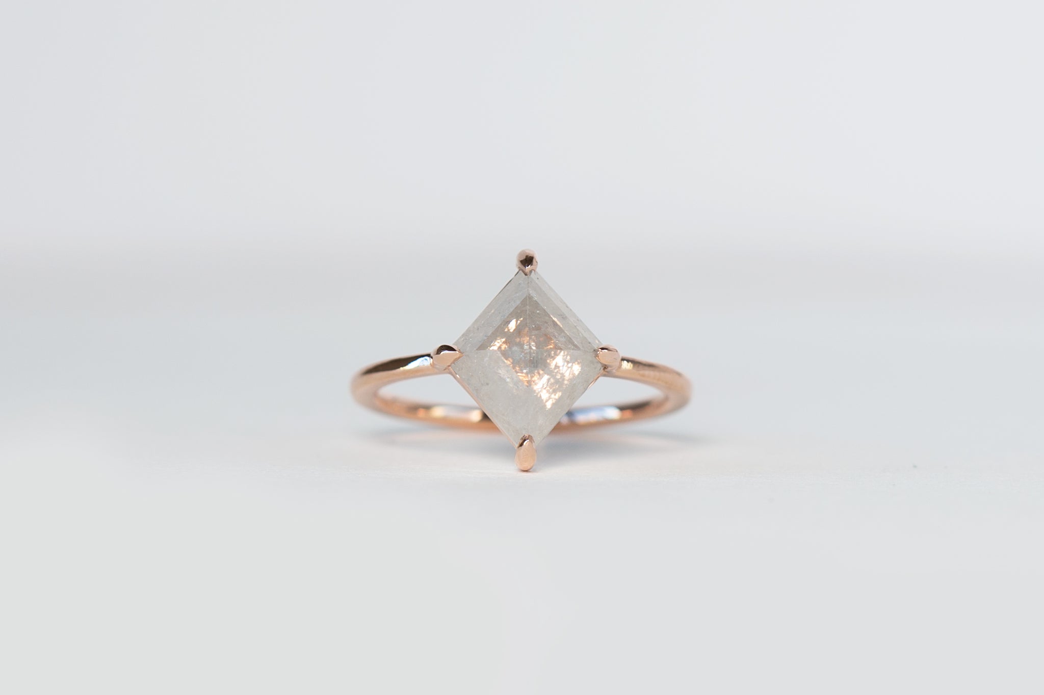 Canadian Mined Rustic Rose Cut Grey Diamond Solitaire - S. Kind & Co