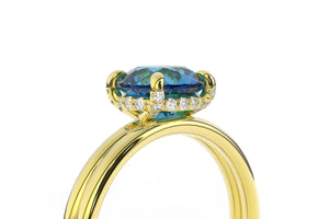 Low Profile Stackable Hidden Halo Montana Sapphire Ring - S. Kind & Co