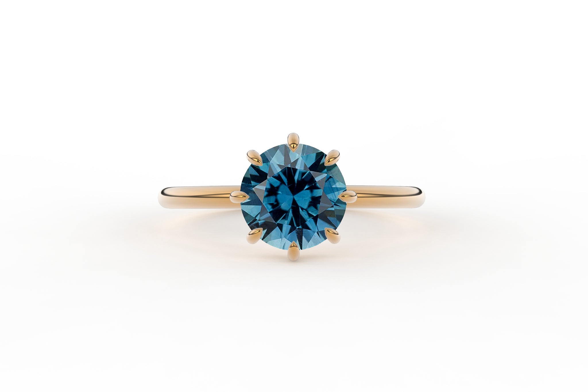 Classic Eight Prong Low Profile Montana Sapphire Solitaire - S. Kind & Co