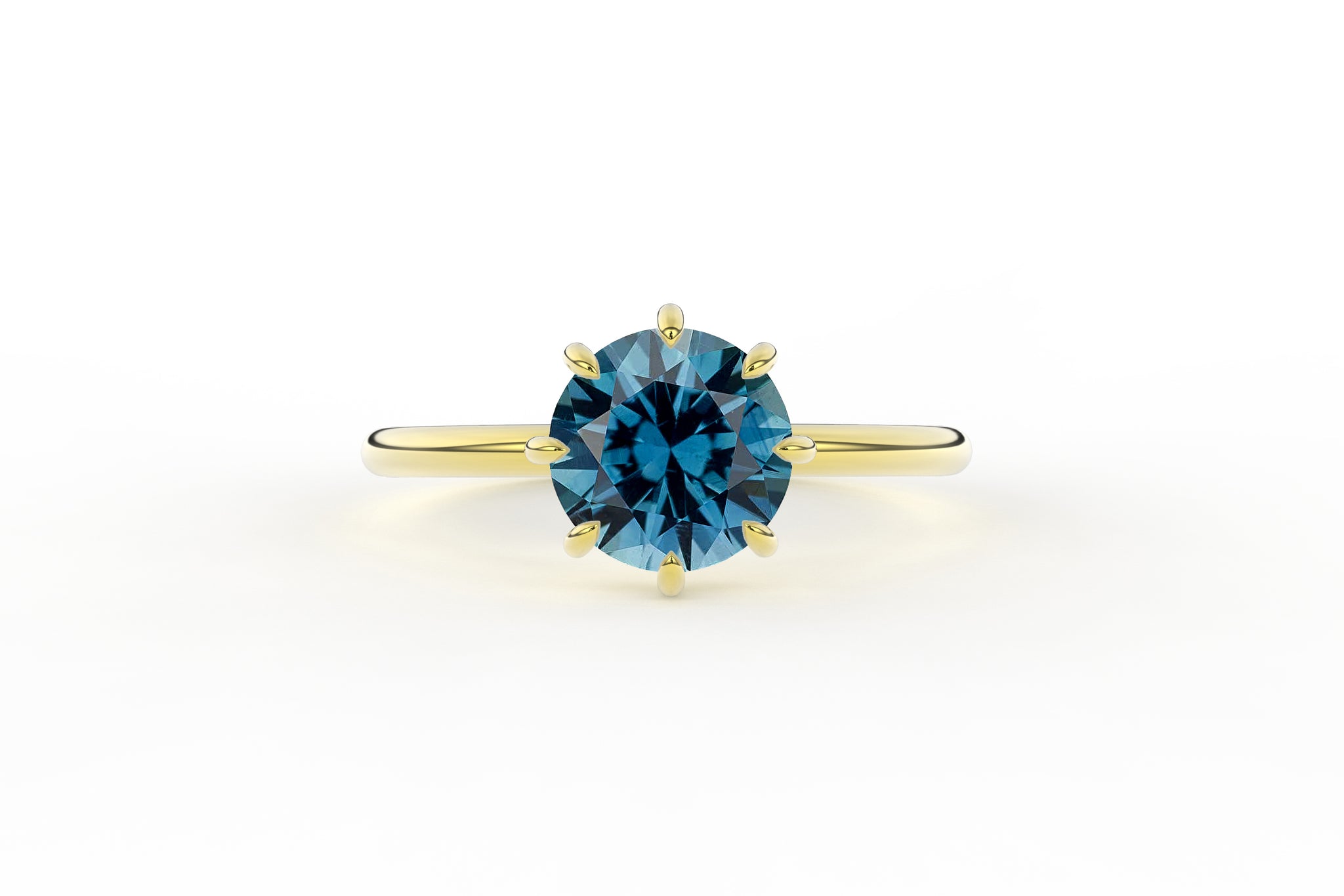 Classic Eight Prong Low Profile Montana Sapphire Solitaire - S. Kind & Co
